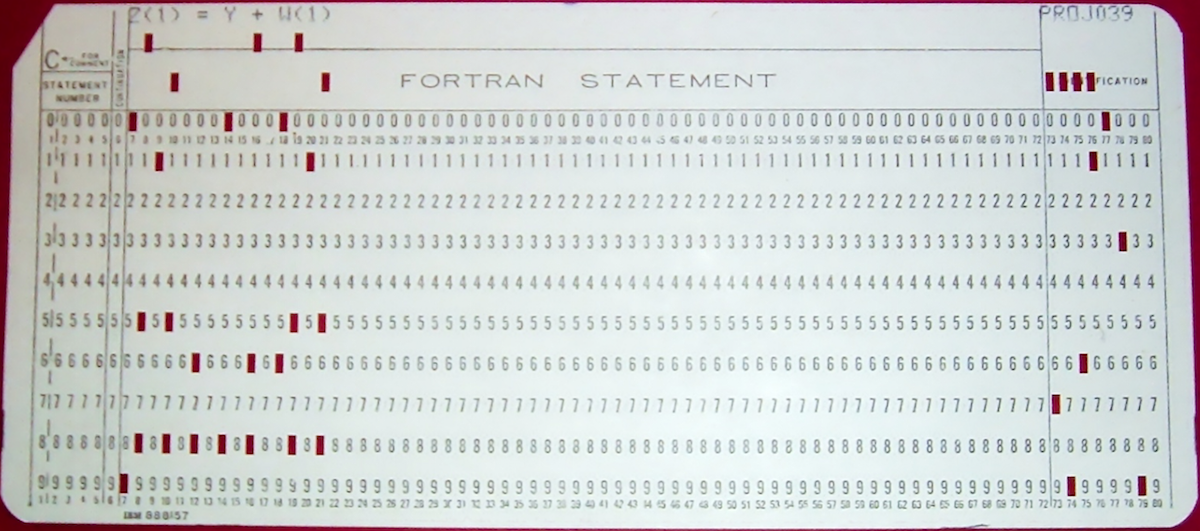 Fortran code on a punch card